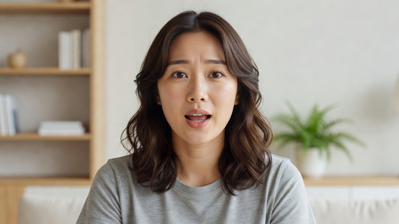 AI 립싱크 원리로 입 모양을 동기화하는 여성