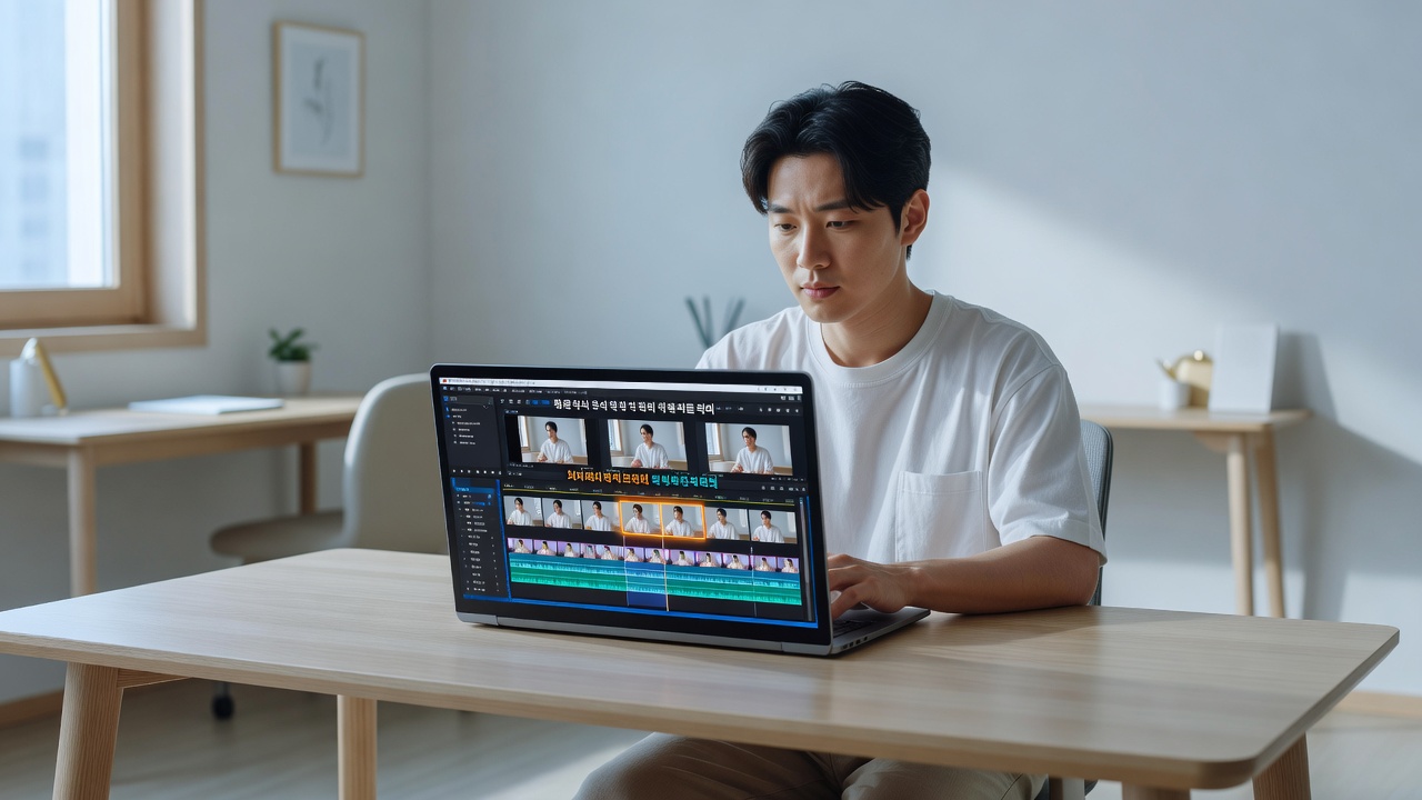AI 숏폼 자동 생성 도구를 활용한 작업 화면